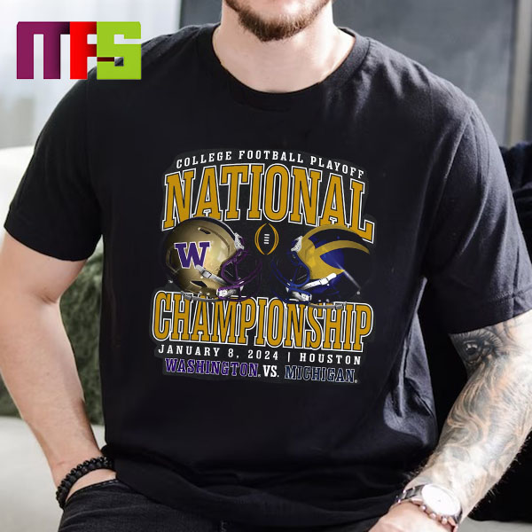 Michigan Wolverines Vs Washington Huskies CFP 2024 National Championship Game Helmet Head To Head Classic T-Shirt