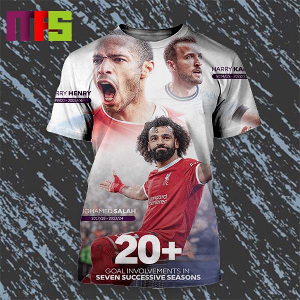 Mohammed Salah Is Only The Third Player To Amass 20+ Premier League Goal Involvements In Seven Successive Seasons All Over Print Shirt