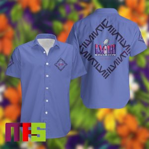 Retro Super Bowl LVIII Game Day Las Vegas Blue Pastel Button Up Hawaiian Shirt