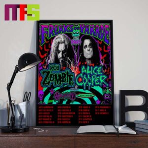 Rob Zombie And Alice Cooper Freaks On Parade 2024 Tour Date Home Decor Poster Canvas