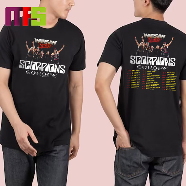 Scorpions 2024 Warsaw Rocks Europe Tour List Two Sided Essentials T-Shirt