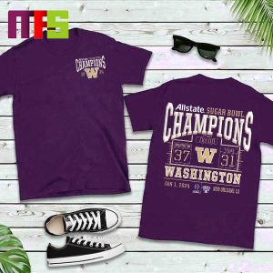 Washington Huskies College Football Playoff 2024 Sugar Bowl Champions Score Two Sided Classic T-Shirt