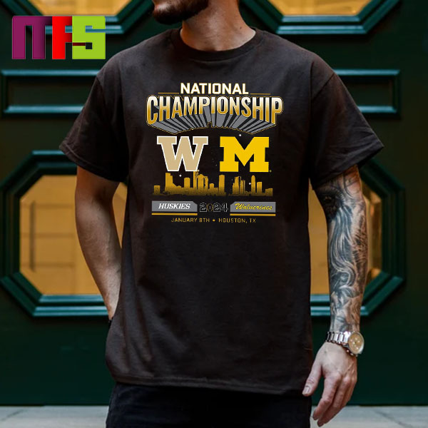 Washington Huskies Vs Michigan Wolverines CFP 2024 National Championship Game Head To Head Skyline T-Shirt