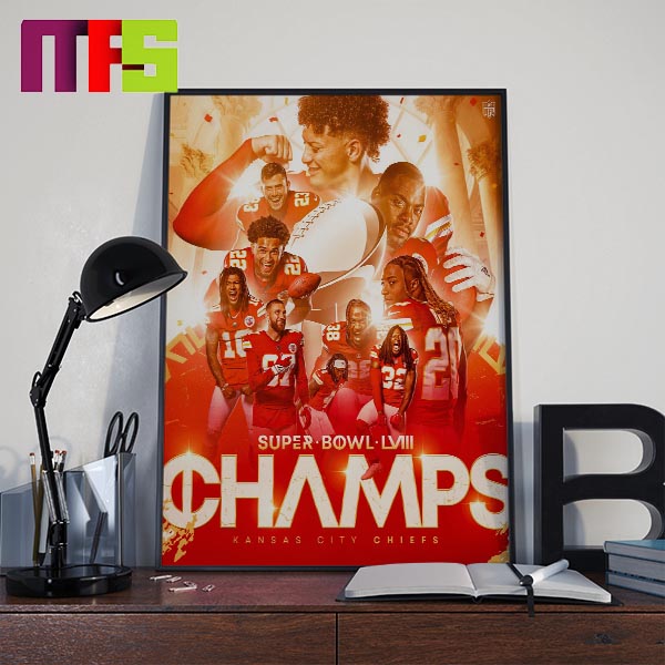 2024 Super Bowl LVIII Champions Kansas City Chiefs Back To Back Home Decoration Poster Canvas