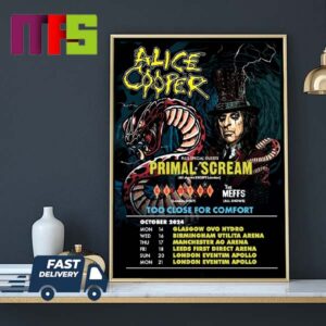 Alice Cooper Too Close For Comfort 2024 UK Tour On October 2024 Home Decor Poster Canvas