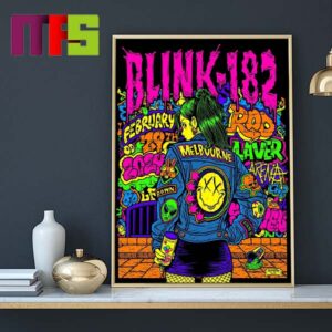 Blink-182 Night 3 Rod Laver Arena In Melbourne Australia Tour On February 29th 2024 Home Decor Poster Canvas