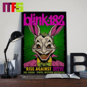 Blink 182 Perth Western Australia Rise Against At RAC Arena On February 8th 9th 2024 Home Decor Poster Canvas