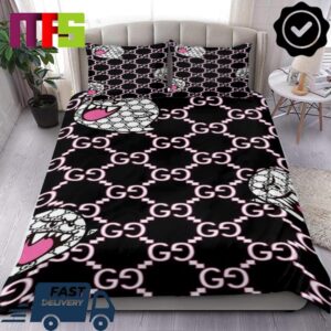 Gucci Cartoon Ghost Character With Pink Gucci Logo Home Decor Bedding Set Gucci Cartoon Ghost Character With Pink Gucci Logo Home Decor Bedding Set