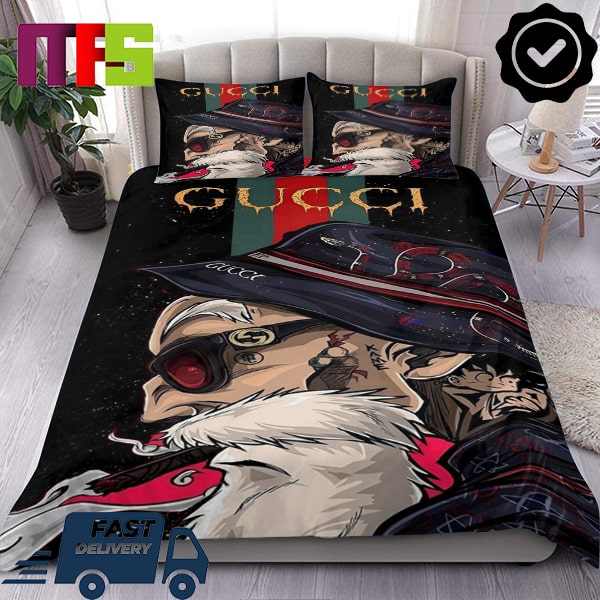Gucci Dragon Ball Dope Master Roshi With Black Background Luxury Bedding Set