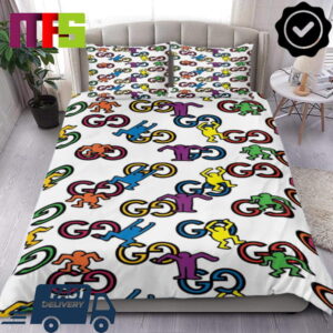 Gucci GG Monogram With Contemporary Art Movement Luxury Bedding Set Gucci GG Monogram With Contemporary Art Movement Luxury Bedding Set