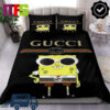 Gucci Tiger Red Roses Green And White Background Home Decor Bedding Set