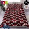 Gucci Tiger Red Roses Green And White Background Home Decor Bedding Set
