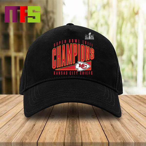 Kansas City Chiefs 2024 Super Bowl LVIII Champions Black Logo Classic Hat Cap