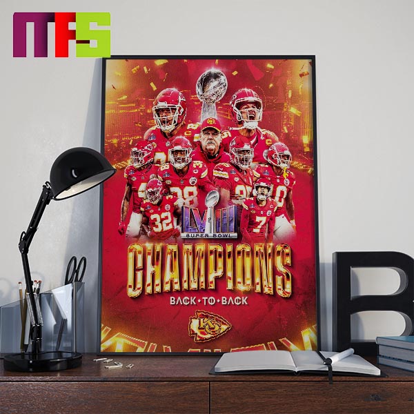 Kansas City Chiefs 2024 Super Bowl LVIII Champions Home Decor Poster Canvas