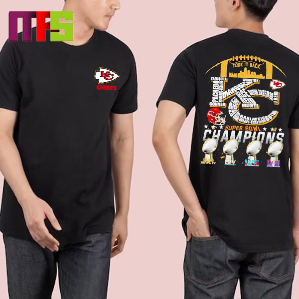 Kansas City Chiefs Super Bowl LVIII Champions Took It Back To Back Players Names Logo Essentials T-Shirt