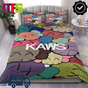 Kaws Colorful Kaws With Classic White Text Home Decor King Bedding Set