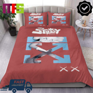 Kaws x Off White x Stussy White Kaws Home Decor Red Bedding Set