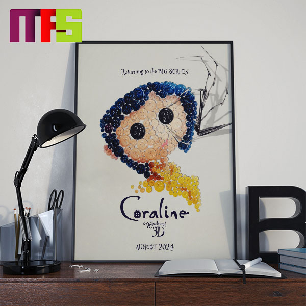 New Poster For Coraline Re-Released In Remastered 3D In August 2024 Home Decor Poster Canvas