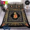 Versace Barocco Black And Gold Flower Leaves With Text Luxury Bedding Set