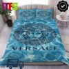 Versace Black Logo Medusa With Royal Blue Background Luxury Bedding Set
