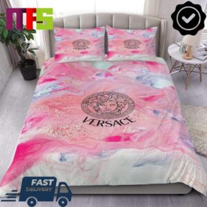 Versace Cherry Blossom White Marble Pattern Home Decor Bedding Set