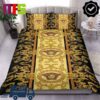 Versace Golden Medusa Big Logo White Marble Pattern Home Decor Bedding Set