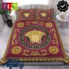 Versace Greek God Head With Greek Key Design In Leopard Pattern Luxury Bedding Set