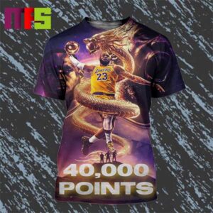 40000 Points Career LeBron James Los Angeles Lakers In NBA Golden Dragon All Over Print Shirt