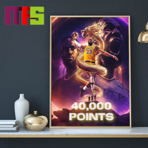 40000 Points Career LeBron James Los Angeles Lakers In NBA Golden Dragon Home Decor Poster Canvas