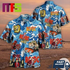 ACDC Cartoon Highway To Hell Waves Pattern Summer Hawaiian Aloha Shirt