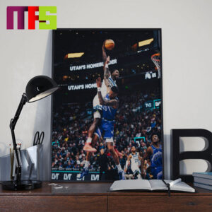 Anthony Edwards Crazy Dunk Of The Year 2024 Vs Utah Jazz Home Decor Poster Canvas