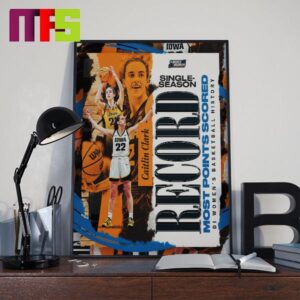 Caitlin Clark Record Single Season Most Points Scored In Division I Women Basketball History Home Decor Poster Canvas