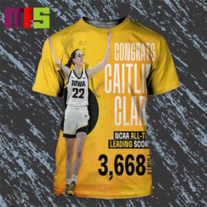 Congrats Caitlin Clark NCAA All Time Leading Scorer 3668 Points And Counting All Over Print Shirt