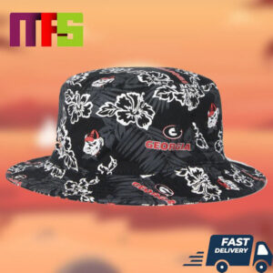 Georgia Bulldogs NCAA Team Mascot Logo Aloha Pattern Black Bucket Hat Georgia Bulldogs NCAA Team Mascot Logo Aloha Pattern Black Bucket Hat