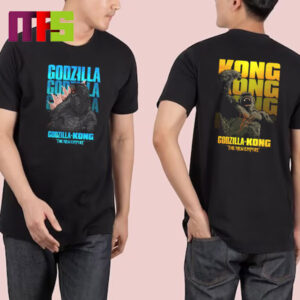 Godzilla x Kong The New Empire Blue Godzilla And Yellow Kong Comics Style Two Sided T-Shirt