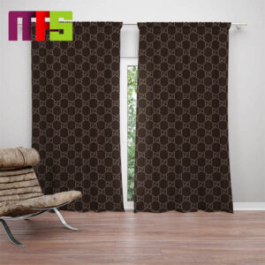 Gucci Brown Monogram Pattern Home Decor Window Curtains