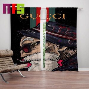 Gucci Dragon Ball Dope Master Roshi With Black Background Luxury Window Curtains