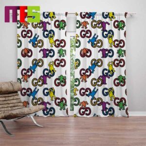 Gucci Gold Logo Brown Windown Curtain