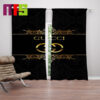 Gucci Golden Logo In Blue Oil Painting With White Roses Background Luxury Window Curtains
