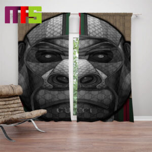 Gucci Gorilla Brown Background Home Decor Window Curtains
