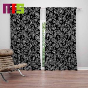 Gucci Guccissima Black And White Paisley Bandana Pattern Luxury Window Curtains