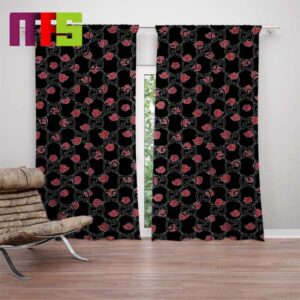 Gucci Monogram With Naruto Akatsuki Red Cloud Pattern Home Decor Window Curtains