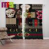 Gucci Signature Gold Bee Red Green Stripe Home Decor Window Curtains