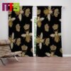 Gucci Tiger Red Roses Green And White Background Home Decor Window Curtains