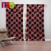 Gucci Tiger Red Roses Green And White Background Home Decor Window Curtains