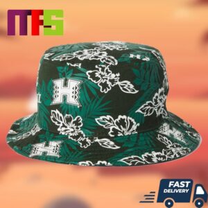 Hawaii Rainbow Warriors NCAA Team Logo Green Tropical Hibiscus Flowers Bucket Hat