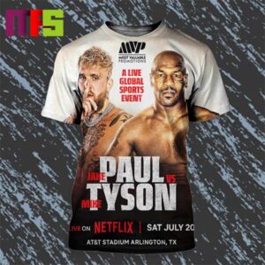 Jake Paul Vs Mike Tyson Live On Netflix On July 20th 2024 In Arlington TX All Over Print Shirt
