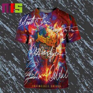 Invincible Shield Album Cover Signatures Signed By Judas Priest Members All Over Print Shirt