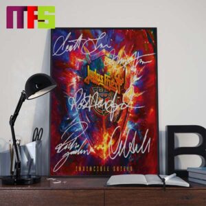 Invincible Shield Album Cover Signatures Signed By Judas Priest Members Home Decor Poster Canvas