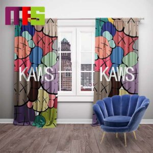 Kaws Colorful Kaws With Classic White Text Home Decor Window Curtains